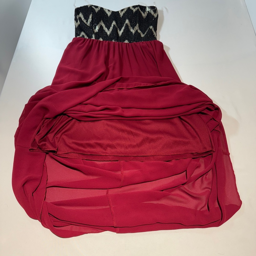 Style Rack Strapless Maxi Black & Red Dress with Sequins & Sheer bottom Small - Picture 8 of 10